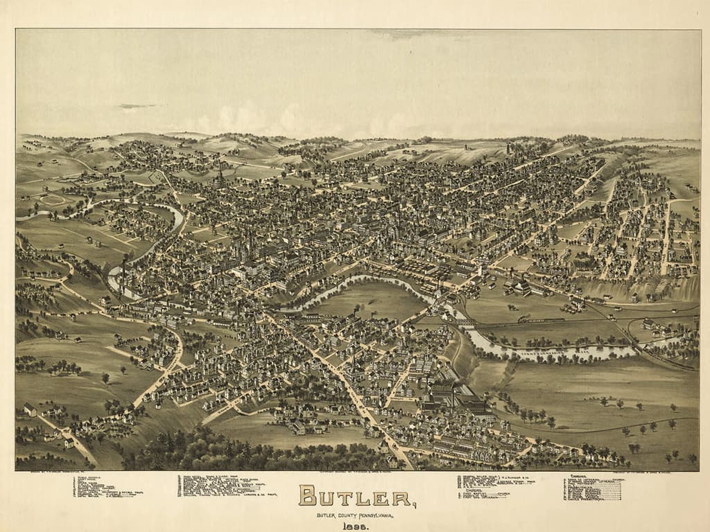 Historic map of Butler, Pennsylvania